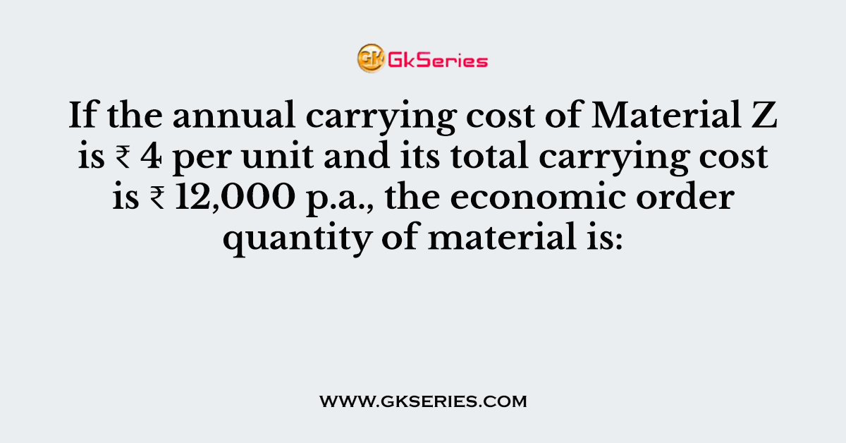 If the annual carrying cost of Material Z is ₹ 4 per unit and its total carrying