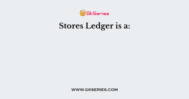 Stores Ledger Is A 