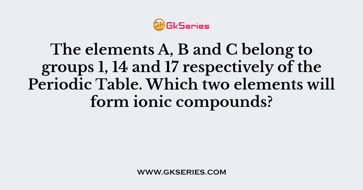The elements A, B and C belong to groups 1, 14 and 17 respectively of the Periodic Table. Which two elements will form ionic compounds?