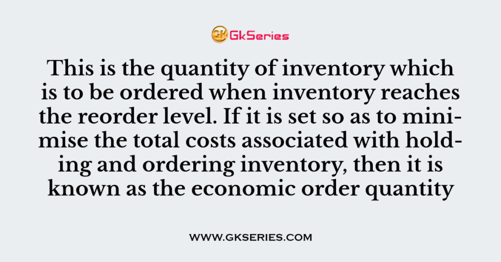 This is the quantity of inventory which is to be ordered when inventory ...