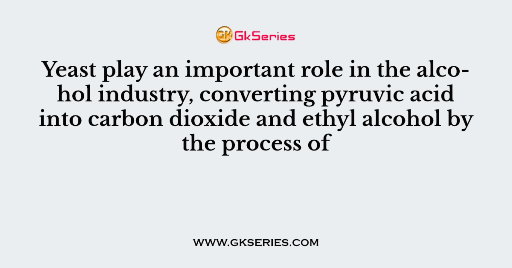 Yeast play an important role in the alcohol industry, converting pyruvic acid into carbon dioxide and ethyl alcohol by the process of