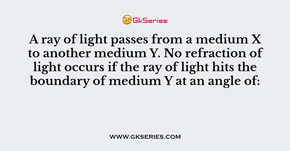 A ray of light passes from a medium X to another medium Y.