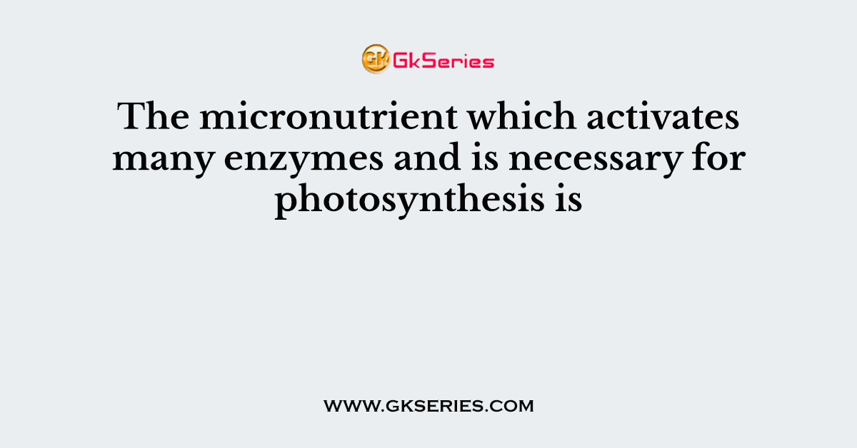 The micronutrient which activates many enzymes and is necessary for photosynthesis is