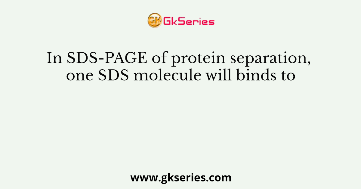 In SDS-PAGE of protein separation, one SDS molecule will binds to