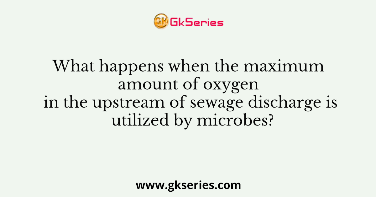 What happens when the maximum amount of oxygen in the upstream of sewage discharge is utilized by microbes?