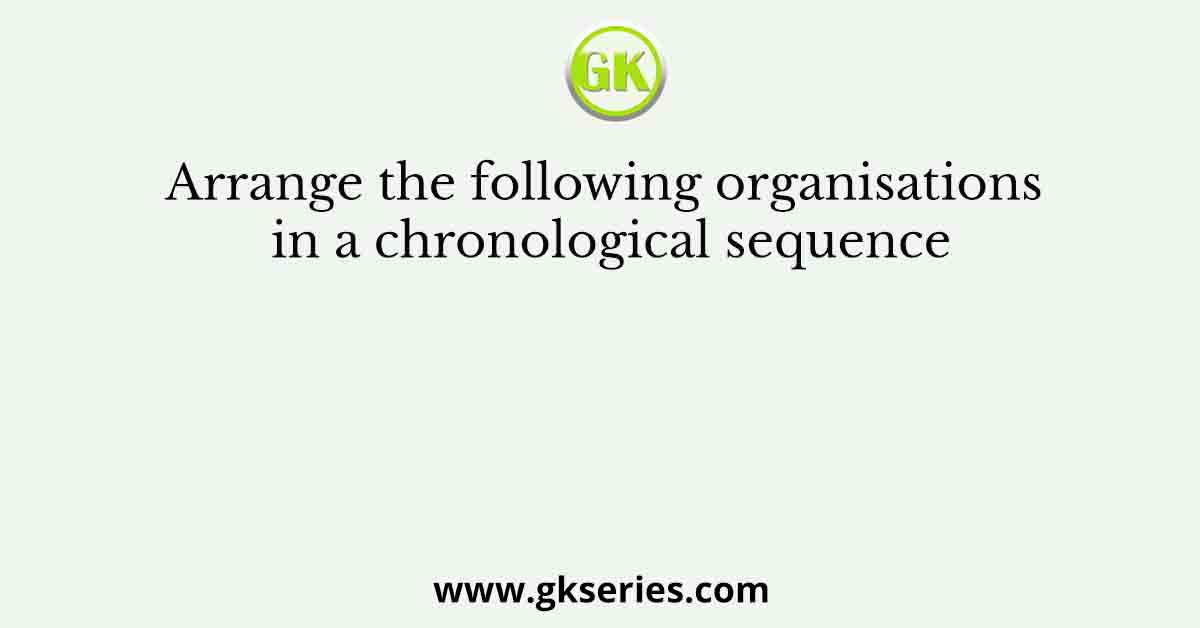 Arrange the following organisations in a chronological sequence
