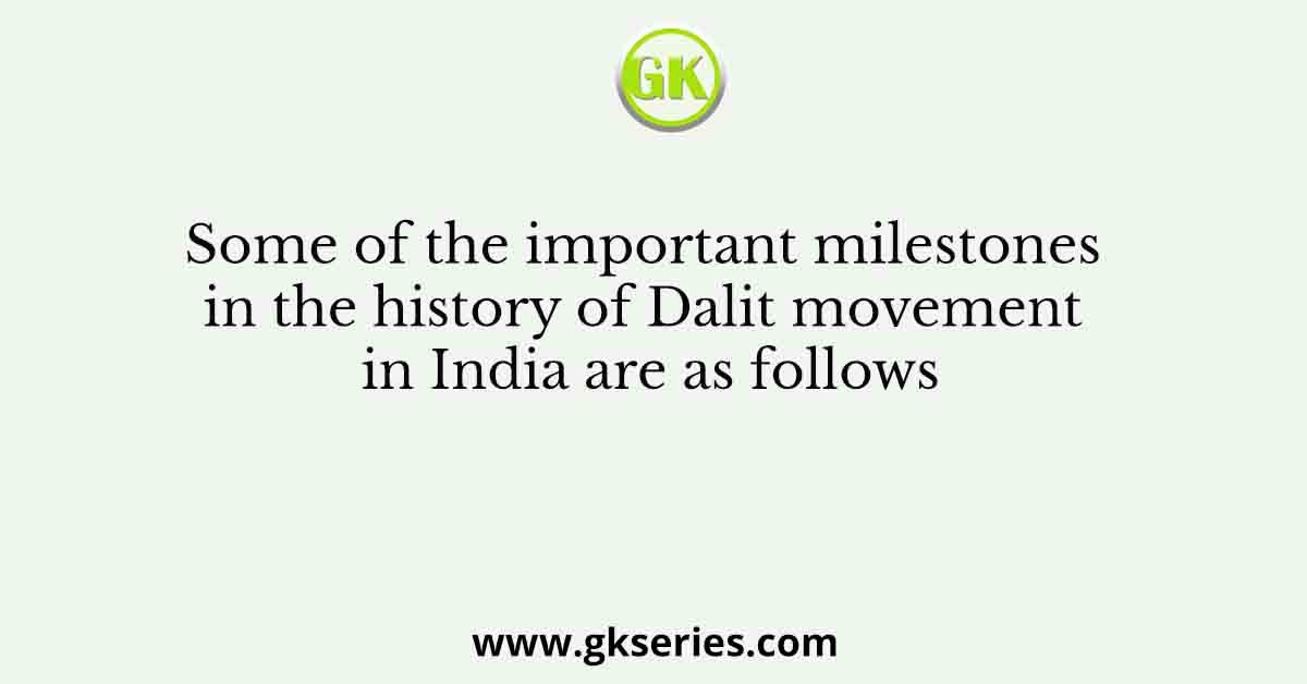 Some of the important milestones in the history of Dalit movement in India are as follows