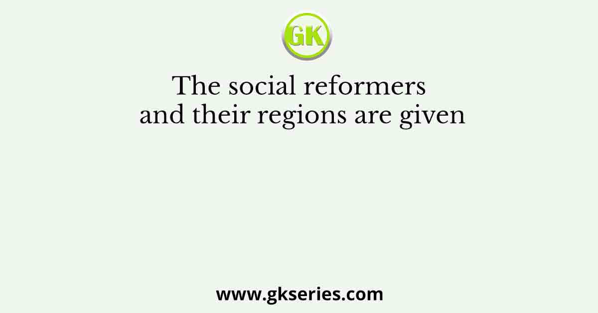The social reformers and their regions are given