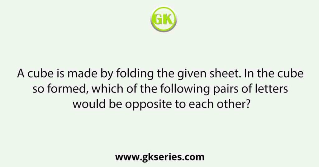 A cube is made by folding the given sheet. In the cube so formed, which of the following pairs of letters would be opposite to each other?