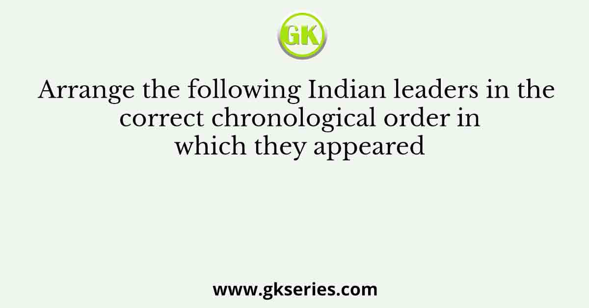 Arrange the following Indian leaders in the correct chronological order in which they appeared
