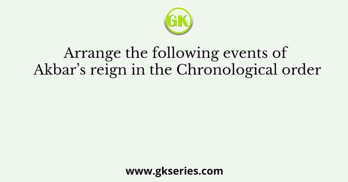 Arrange the following events of Akbar’s reign in the Chronological order