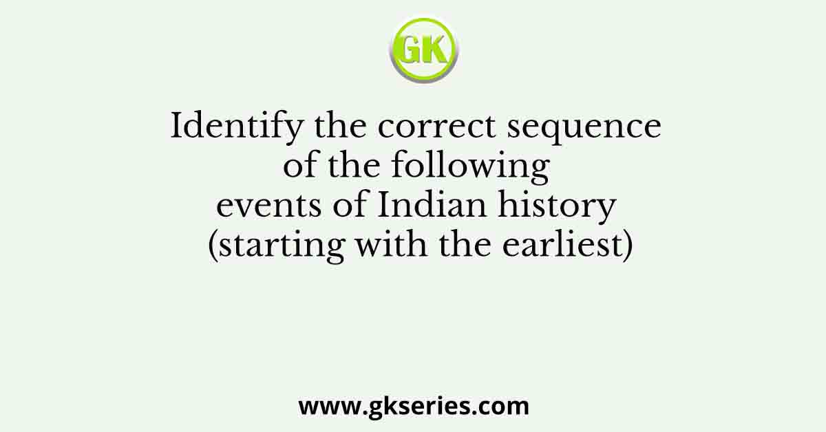 Identify the correct sequence of the following events of Indian history (starting with the earliest)