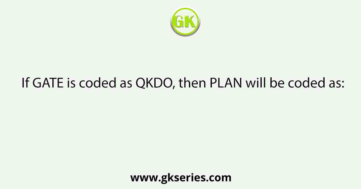 If GATE is coded as QKDO, then PLAN will be coded as: