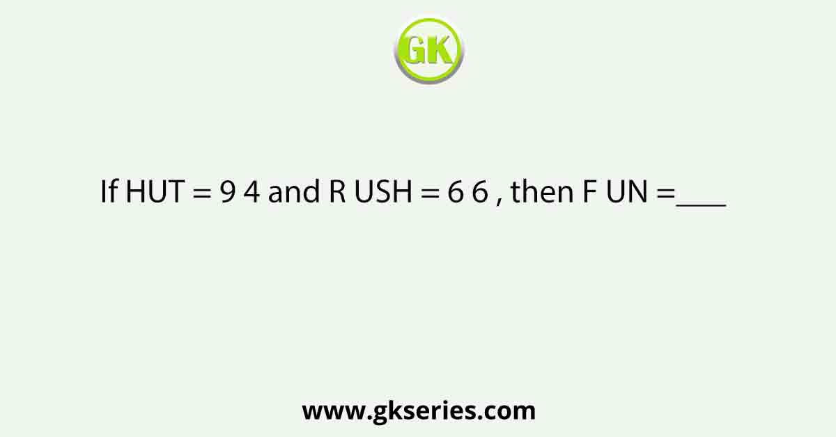 If HUT = 9 4 and R USH = 6 6 , then F UN =___   