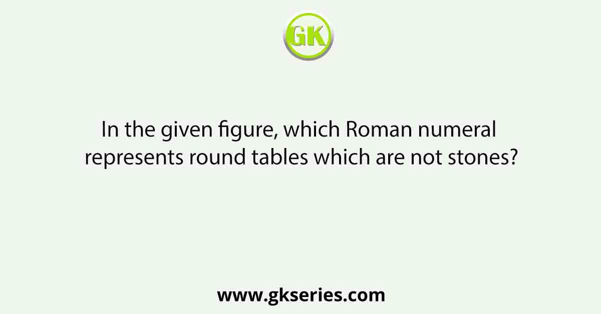 In the given figure, which Roman numeral represents round tables which are not stones?