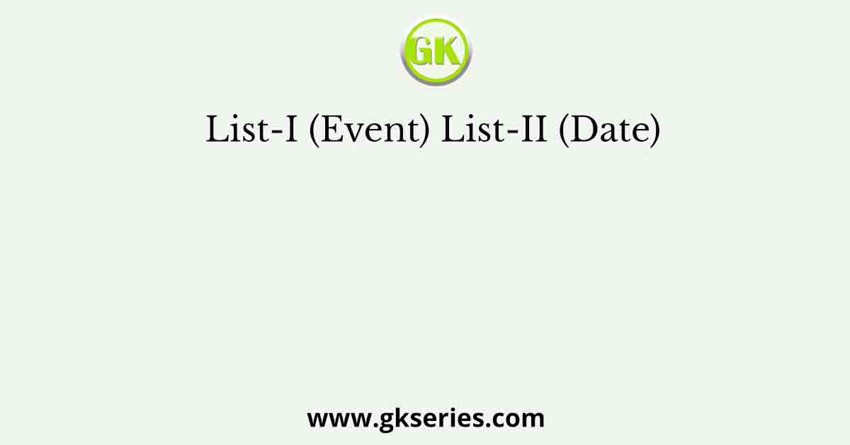 List-I (Event) List-II (Date)