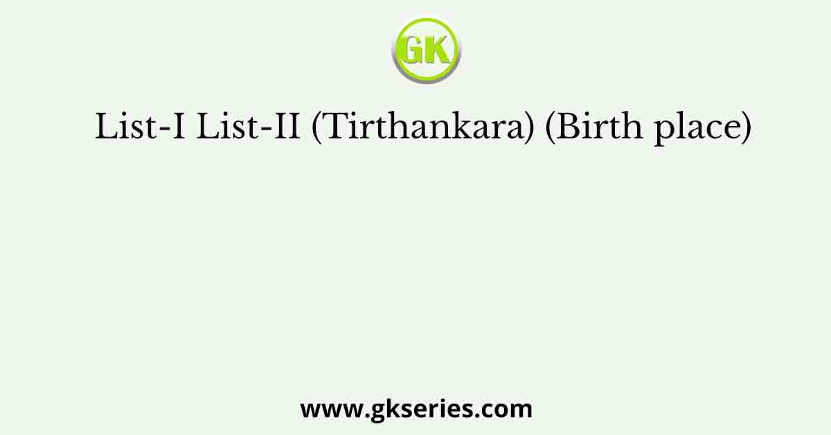 List-I List-II (Tirthankara) (Birth place)