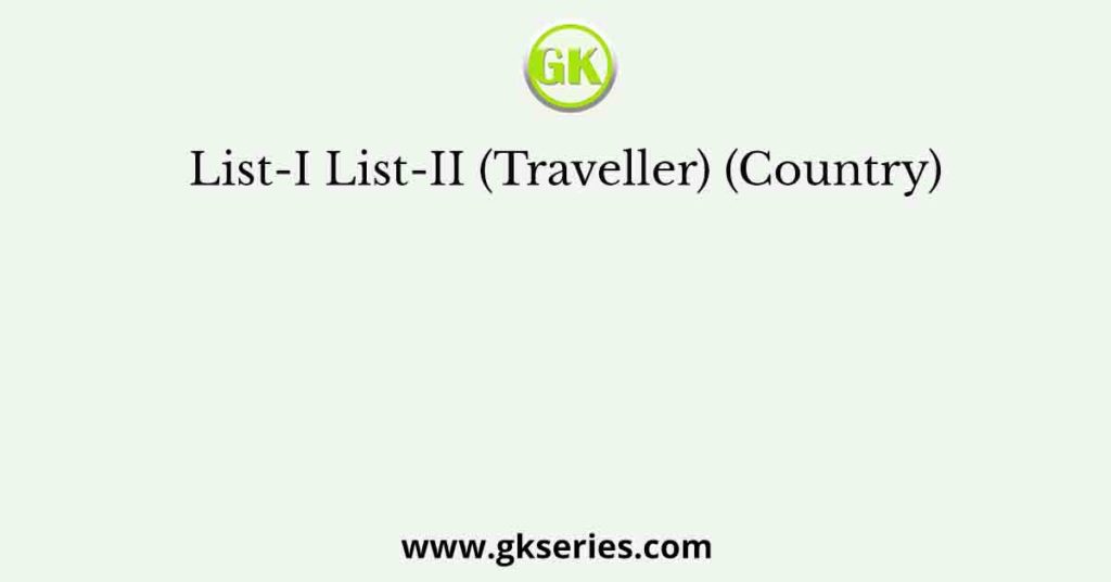 List-I List-II (Traveller) (Country)