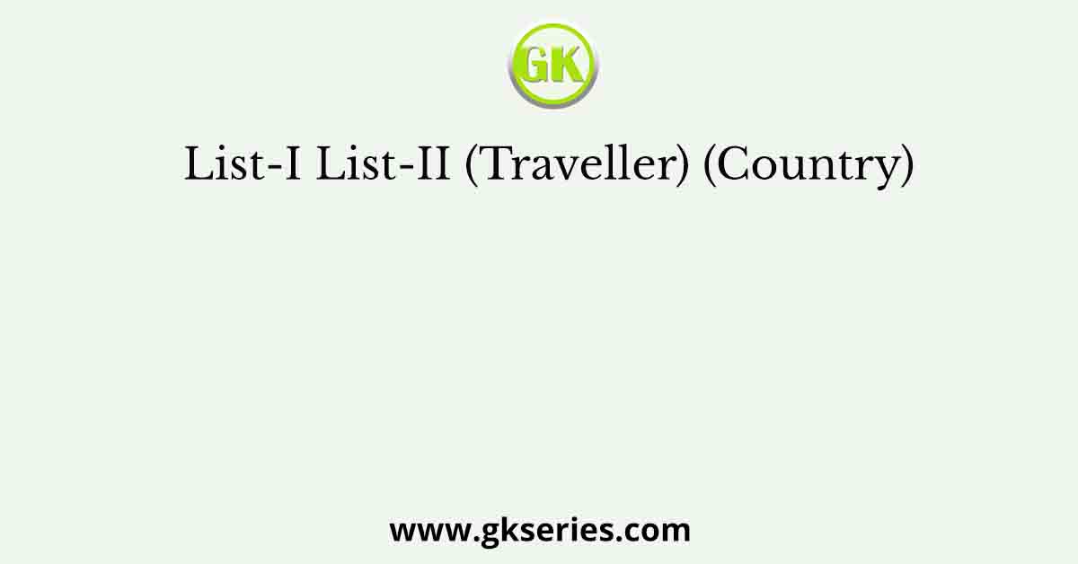 List-I List-II (Traveller) (Country)