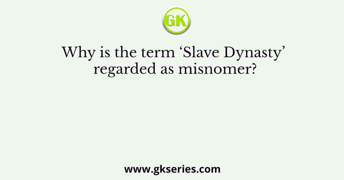 Why is the term ‘Slave Dynasty’ regarded as misnomer?