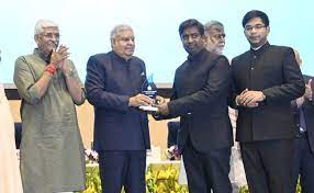 Fourth national water awards presented by vice president Jagdeep Dhankhar in new Delhi on june 17
