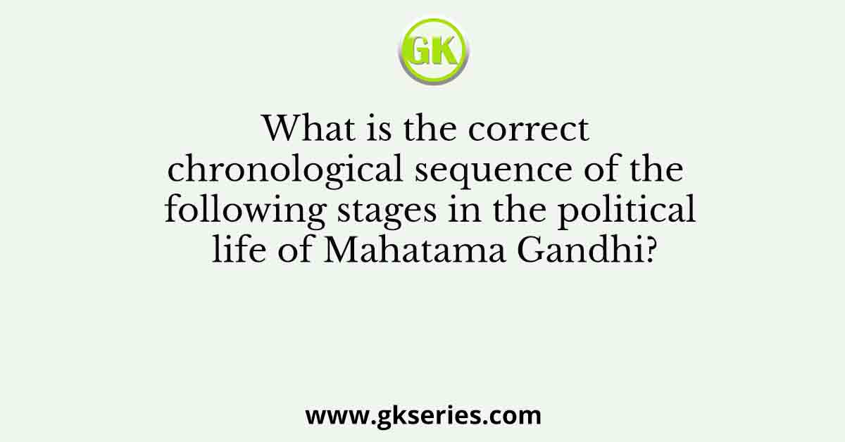 What is the correct chronological sequence of the following stages in the political life of Mahatama Gandhi?