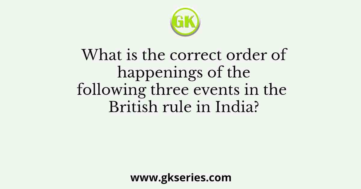 What is the correct order of happenings of the following three events in the British rule in India?