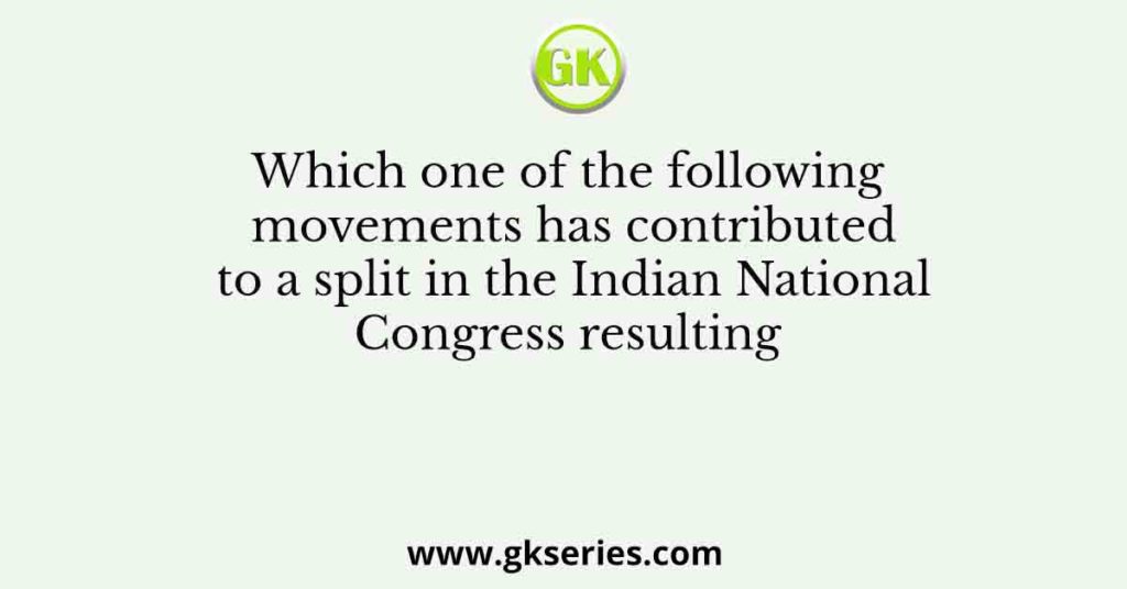 Which one of the following movements has contributed to a split in the Indian National Congress resulting