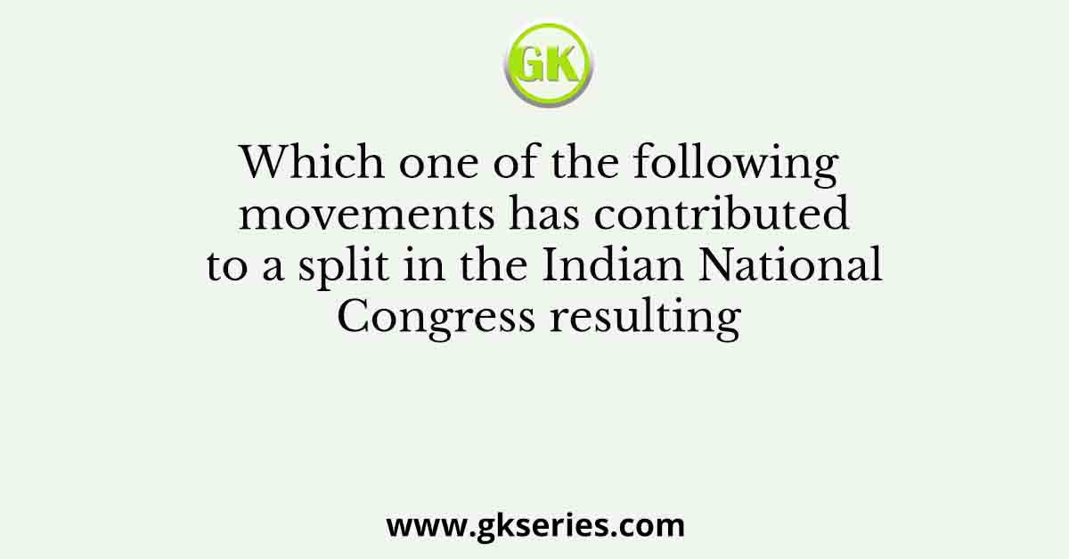 Which one of the following movements has contributed to a split in the Indian National Congress resulting