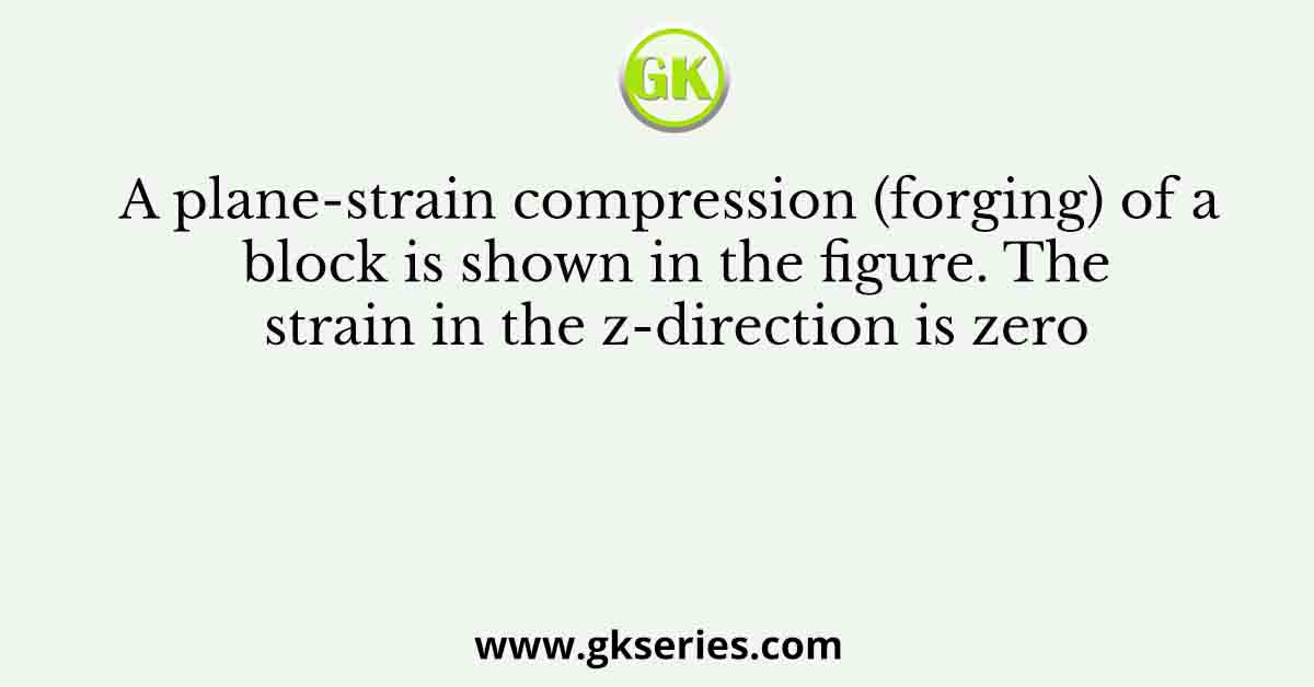 A plane-strain compression (forging) of a block is shown in the figure. The strain in the z-direction is zero