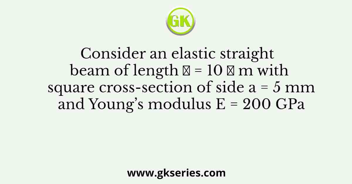 Consider an elastic straight beam of length 𝐿 = 10 𝜋 m with square cross-section of side a = 5 mm and Young’s modulus E = 200 GPa