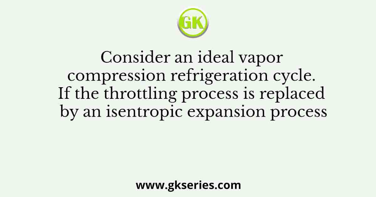 Consider an ideal vapor compression refrigeration cycle. If the throttling process is replaced by an isentropic expansion process