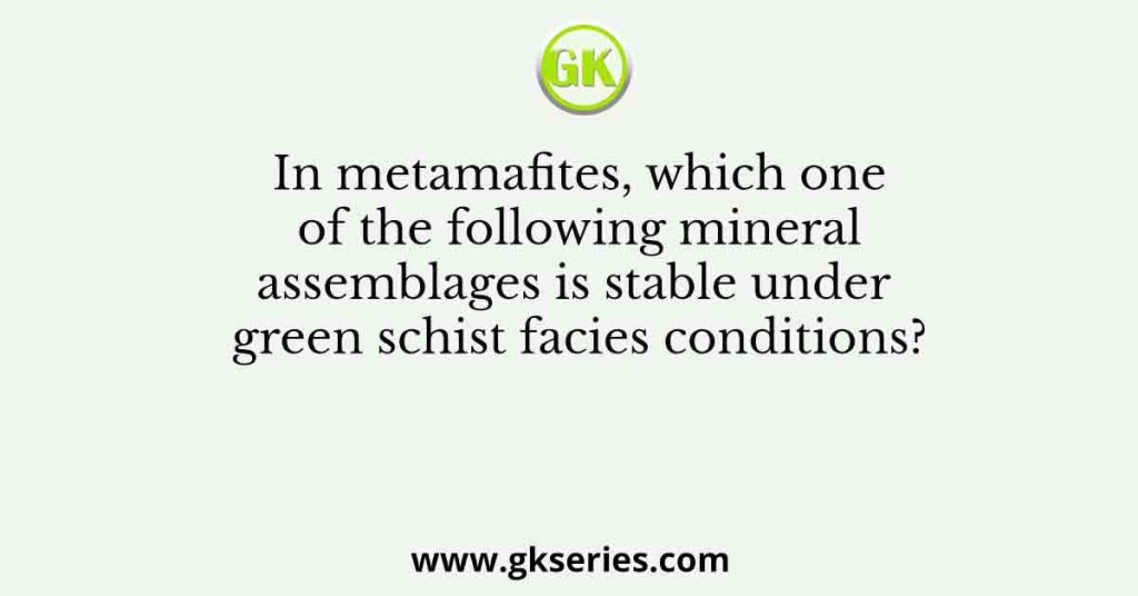 In metamafites, which one of the following mineral assemblages is stable under green schist facies conditions?