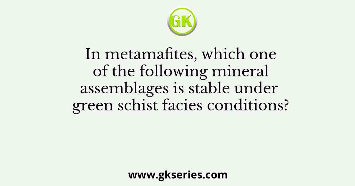 In metamafites, which one of the following mineral assemblages is stable under green schist facies conditions?
