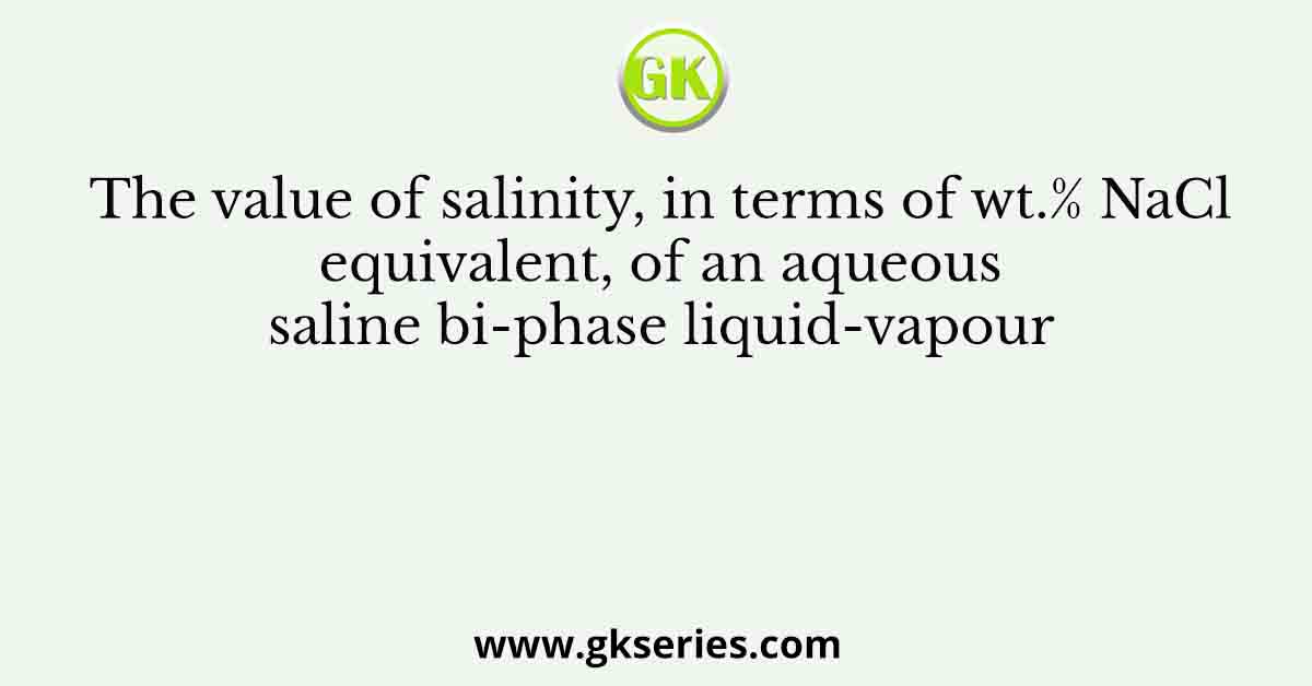 The value of salinity, in terms of wt.% NaCl equivalent, of an aqueous saline bi-phase liquid-vapour