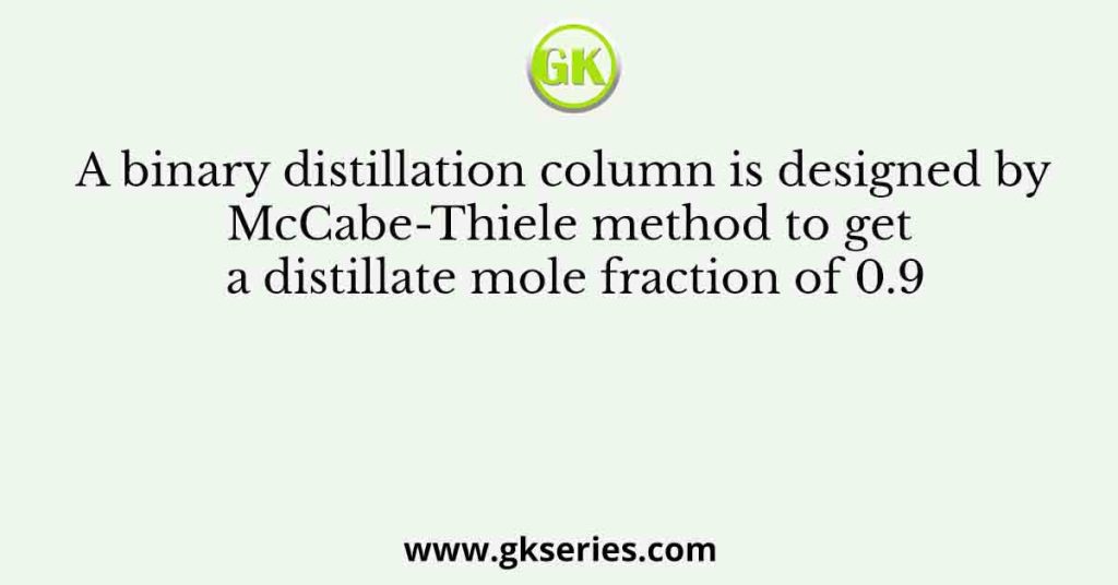 A Binary Distillation Column Is Designed By McCabe-Thiele Method To Get ...