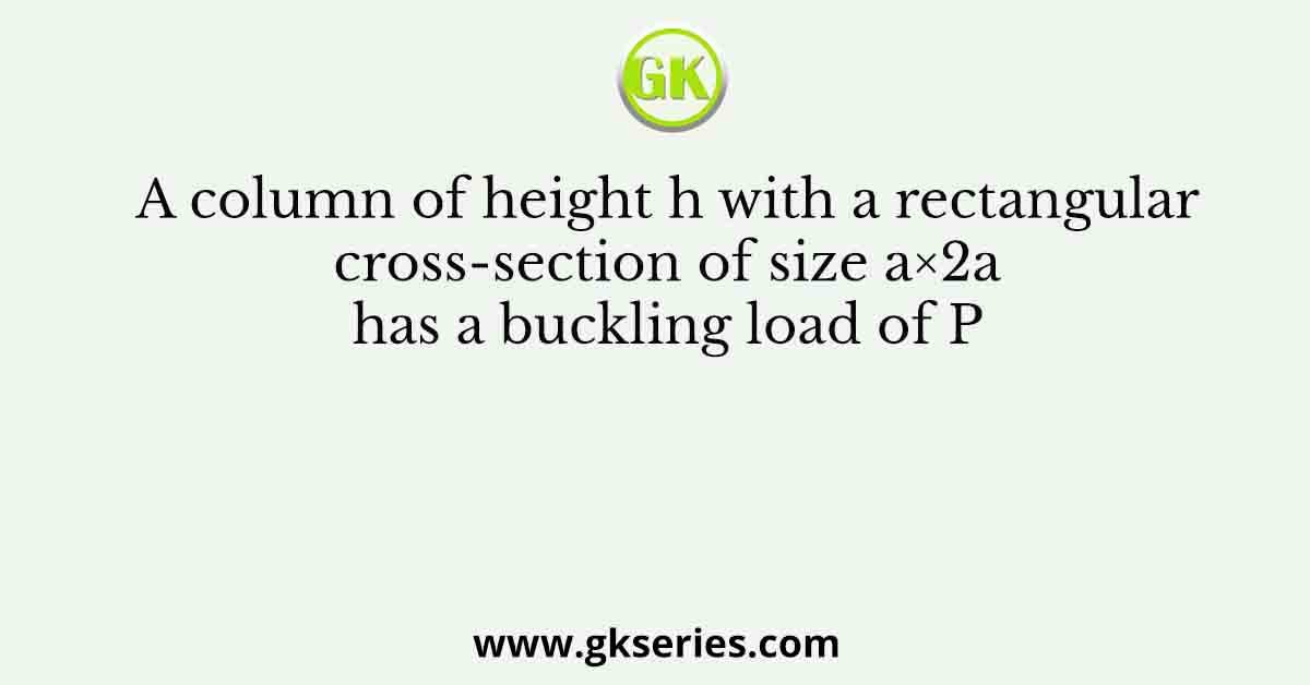 A column of height h with a rectangular cross-section of size a×2a has a buckling load of P