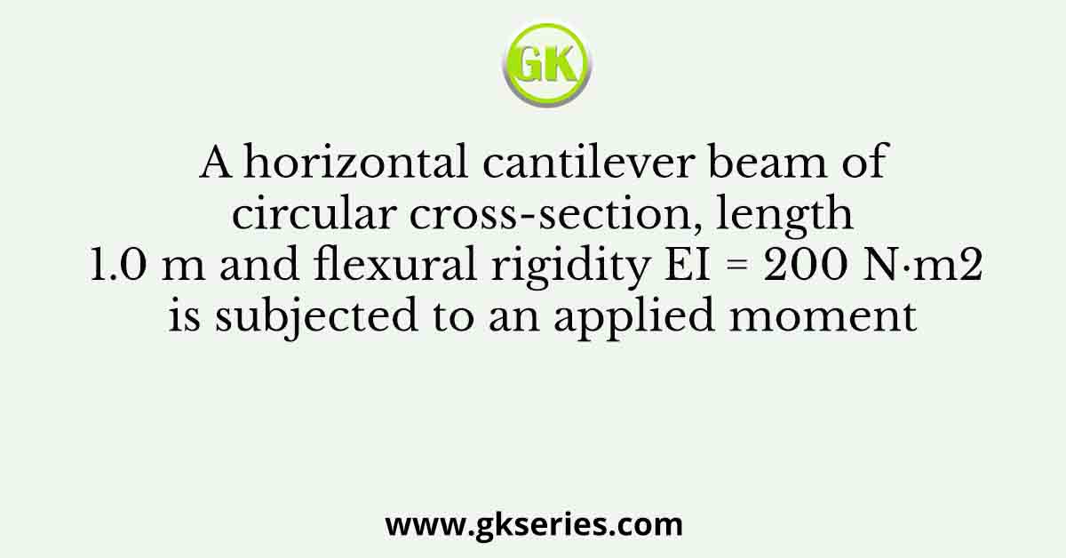 A horizontal cantilever beam of circular cross-section, length 1.0 m and flexural rigidity EI = 200 N·m2 is subjected to an applied moment
