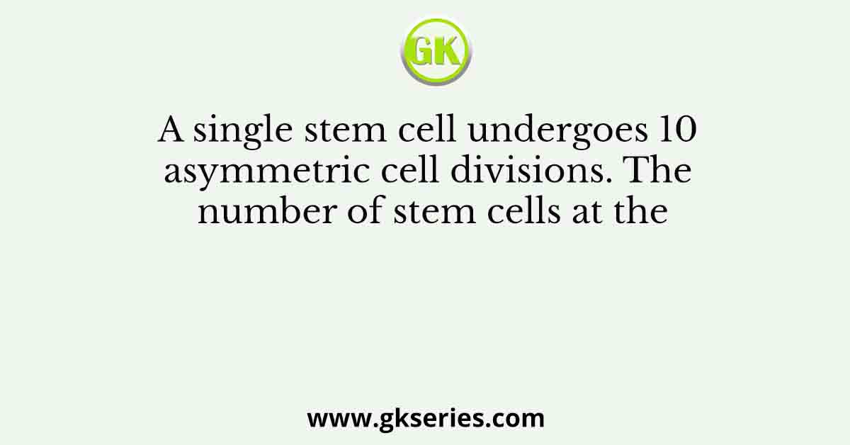 A single stem cell undergoes 10 asymmetric cell divisions. The number of stem cells at the