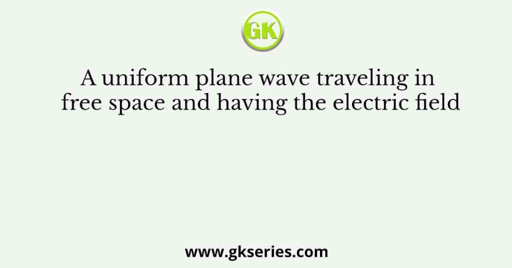 A uniform plane wave traveling in free space and having the electric field