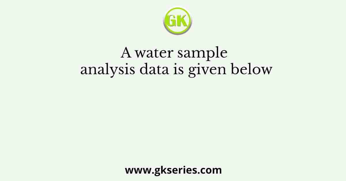 A water sample analysis data is given below