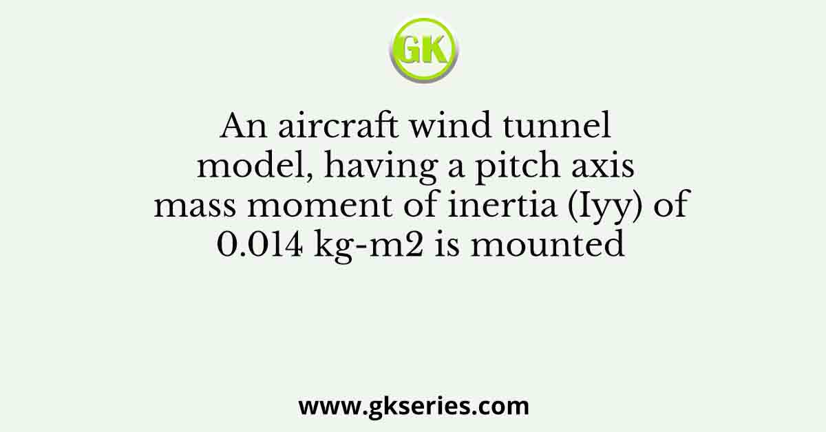 An aircraft wind tunnel model, having a pitch axis mass moment of inertia (Iyy) of 0.014 kg-m2 is mounted
