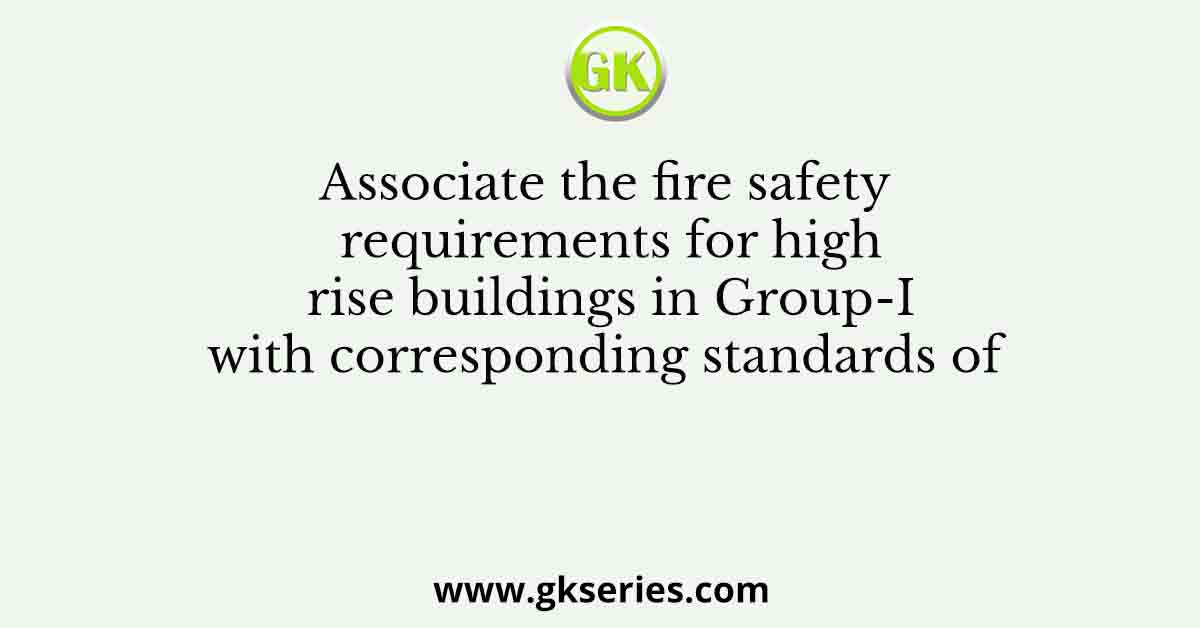 Associate the fire safety requirements for high rise buildings in Group-I with corresponding standards of