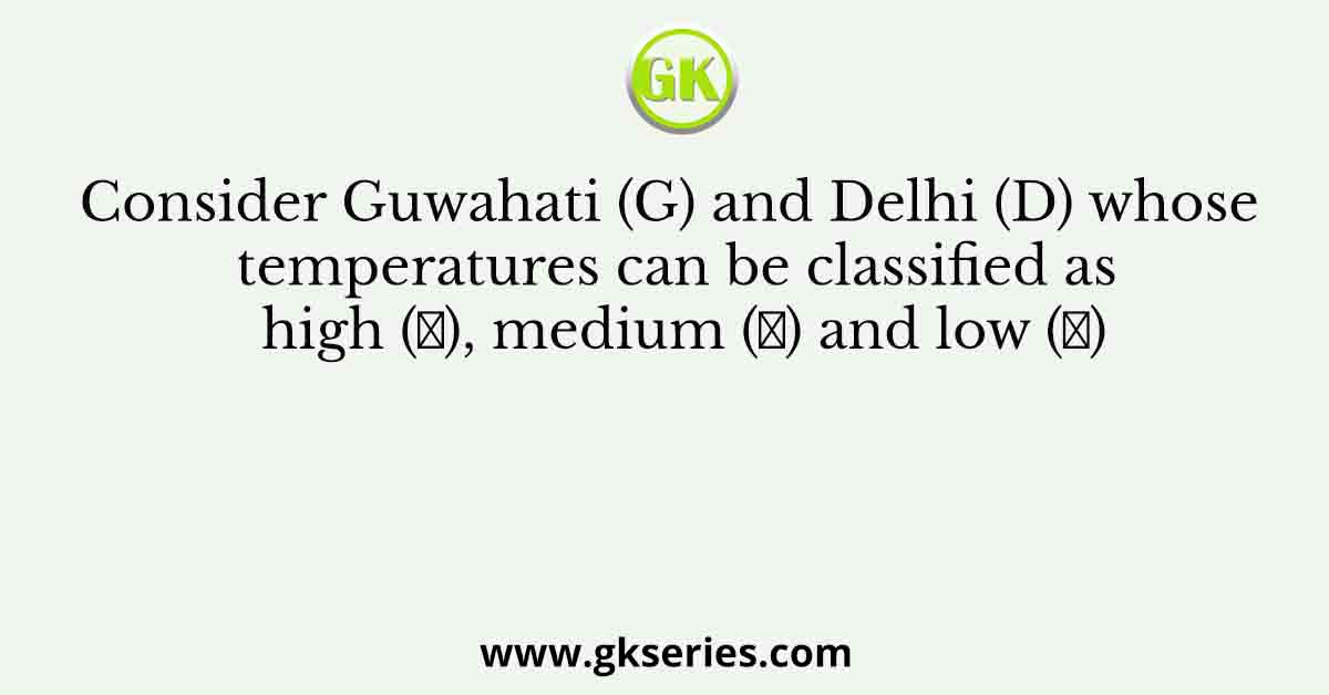 Consider Guwahati (G) and Delhi (D) whose temperatures can be classified as high (𝐻), medium (𝑀) and low (𝐿)