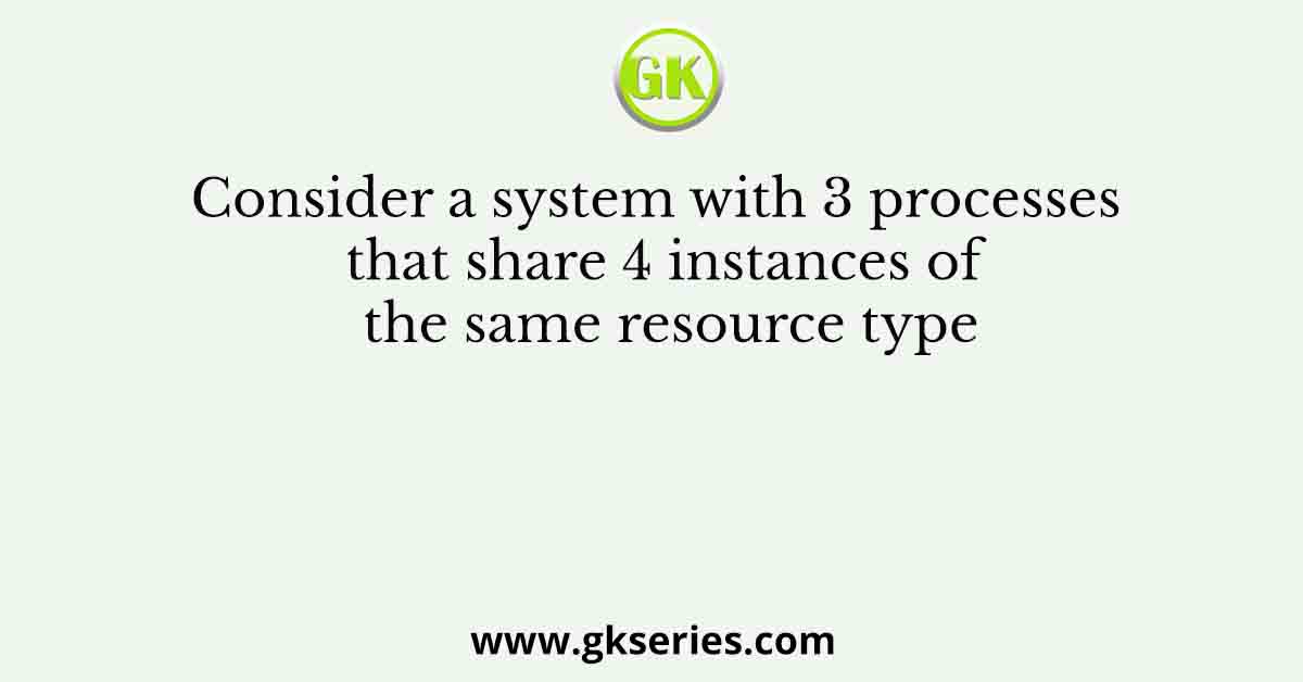 Consider a system with 3 processes that share 4 instances of the same resource type
