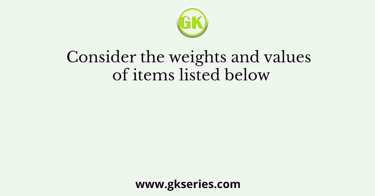 Consider the weights and values of items listed below