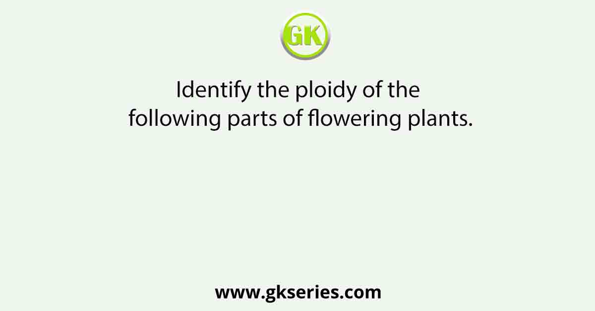 Identify the ploidy of the following parts of flowering plants.