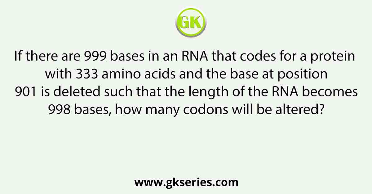 If there are 999 bases in an RNA that codes for a protein with 333 amino acids and the base at position