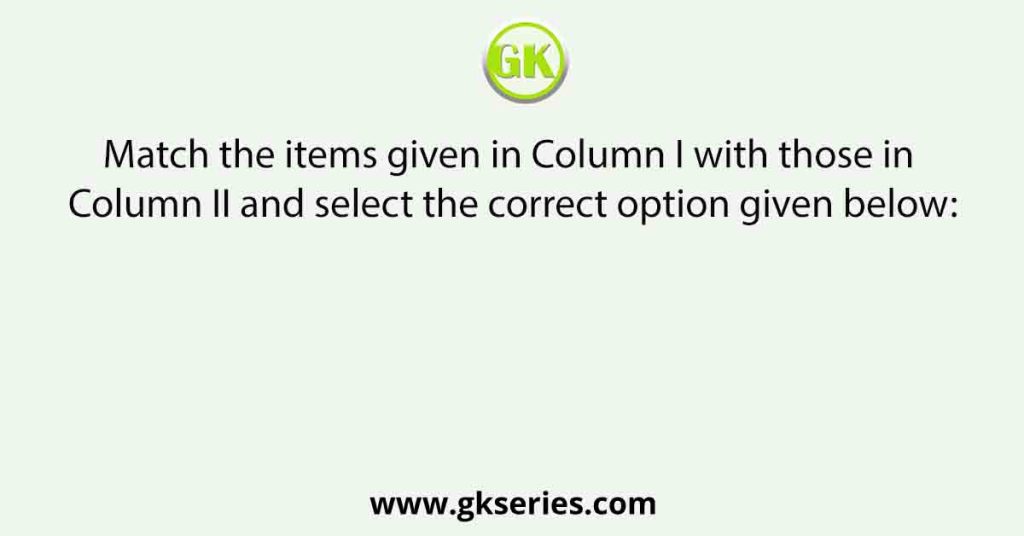 Match the items given Column I with those in Column II and select the correct option given below: