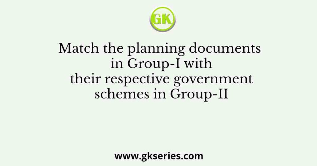 Match the planning documents in Group-I with their respective government schemes in Group-II